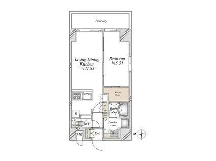ニド浅草(1LDK/2階)の間取り写真