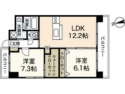 桜レジデンス横川(2LDK/7階)の間取り写真