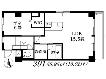 エクセレント和泉(1LDK/3階)の間取り写真