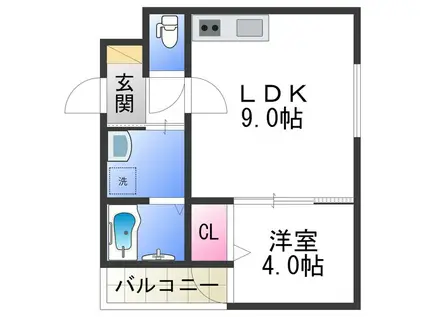 H-MAISON平野I(1LDK/3階)の間取り写真