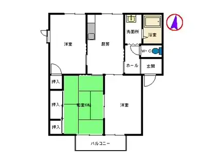 サンフラワー武蔵野台B棟(3DK/2階)の間取り写真