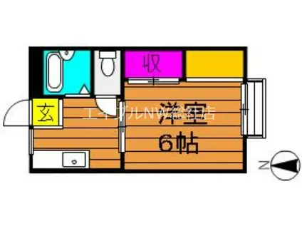 コーポ吉備路B棟(1K/2階)の間取り写真