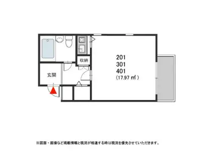 シャルマンフジ 久米田弐番館(1K/3階)の間取り写真