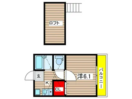 ディアコート横浜高田(1K/2階)の間取り写真