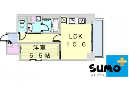 リラシオ西明石駅前(1LDK/4階)の間取り写真