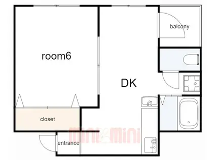 新芳地ビル(1DK/4階)の間取り写真