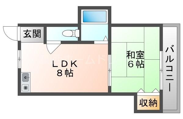 ジュネスシャトー(1DK/5階)の間取り写真