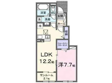 GREEN HOUSE 檀紙(1LDK/1階)の間取り写真