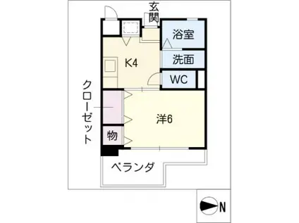 オルヴィエート(1K/1階)の間取り写真