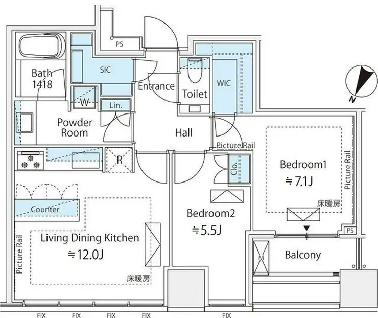 プレミストタワー白金高輪 32階階 間取り