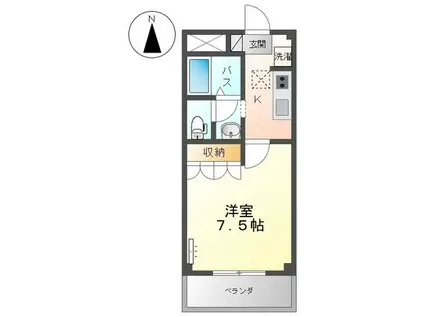 アクアビュー(1K/1階)の間取り写真