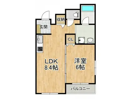 プロフォンド(1LDK/2階)の間取り写真