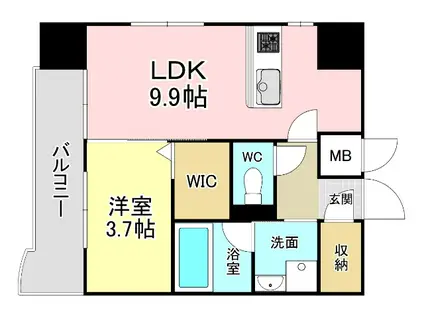 プレジデンス ざ旦過(1LDK/10階)の間取り写真
