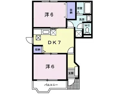 ポワクールI(2DK/1階)の間取り写真
