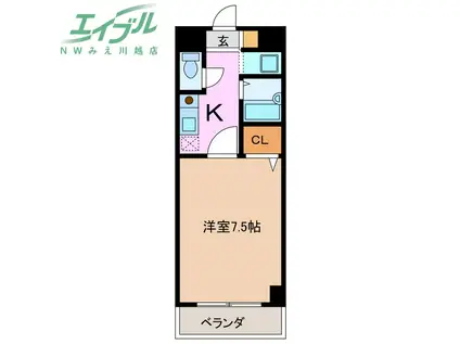 SHINONOMEハイツ(1K/4階)の間取り写真