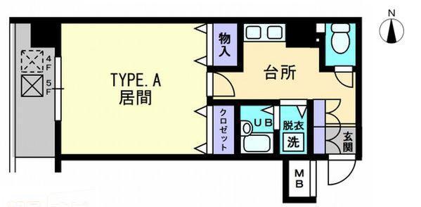 リマーク上之町(1K/4階)の間取り写真