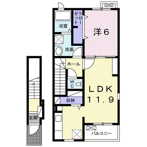 BB LIEN II(1LDK/2階)の間取り写真