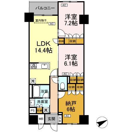 サンジョイアゼロ(2LDK/6階)の間取り写真