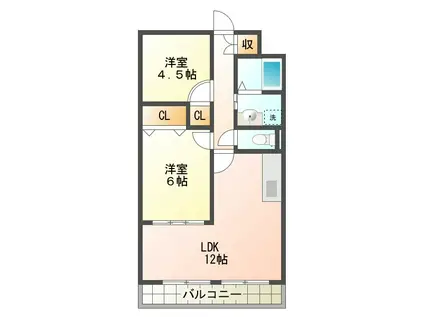 メゾンポパイ(2LDK/3階)の間取り写真