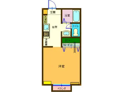 イーグルシティ(1K/1階)の間取り写真