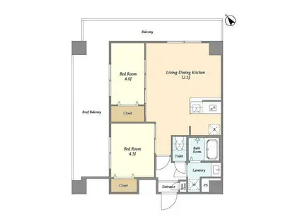 アルファコート曳舟(2LDK/12階)の間取り写真