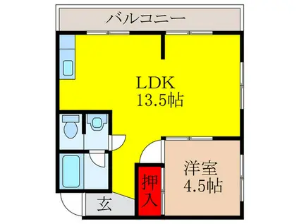 ブラウンマンション小西(1LDK/2階)の間取り写真