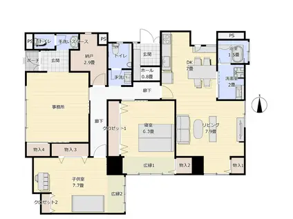 エステート原1階部分(2LDK/1階)の間取り写真