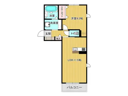 トリシア西原V(1LDK/1階)の間取り写真