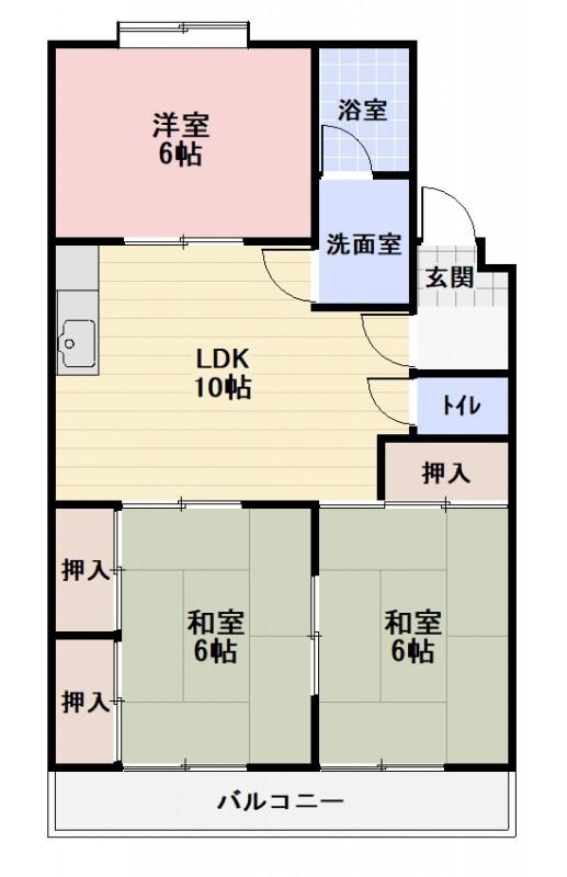 パークサイド三ツ井(3DK/4階)の間取り写真