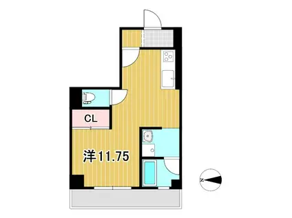 アサヒレンガハイツ(ワンルーム/1階)の間取り写真