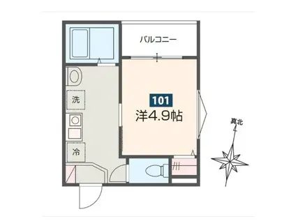 MELDIA西川口II(1K/1階)の間取り写真