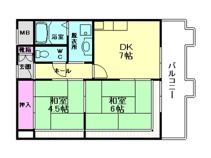 ユーロハイツ池田城山(2DK/5階)の間取り写真