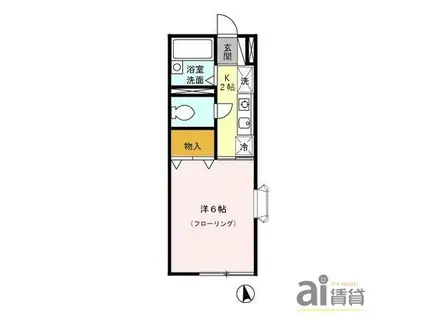 メゾンブランシユ(1K/1階)の間取り写真