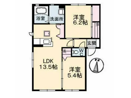 クレール金子III(2LDK/1階)の間取り写真