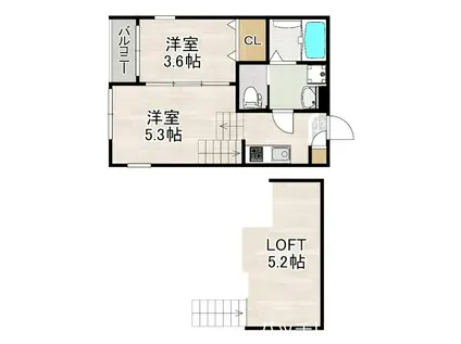 ハーモニーテラス切戸町III(2K/1階)の間取り写真