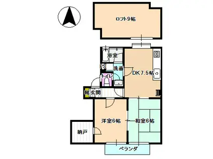 下田ハイツ松尾第2(2SDK/2階)の間取り写真