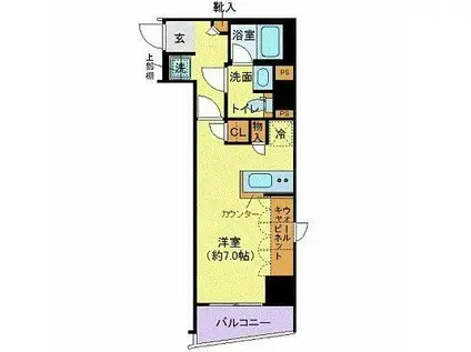 フェルクルール秋葉原(ワンルーム/4階)の間取り写真