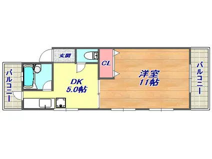 三富王子マンション(1DK/3階)の間取り写真