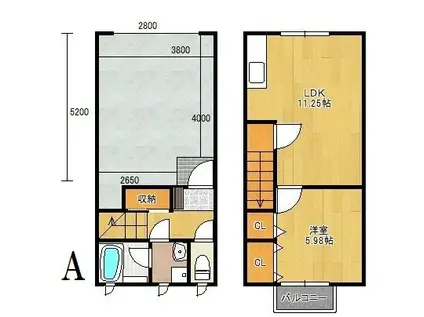 アウトリメッサ(1LDK/1階)の間取り写真
