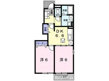 ドルフ・サンフラワー II(2DK/1階)の間取り写真