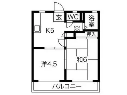 コーポ花の木I(2K/2階)の間取り写真