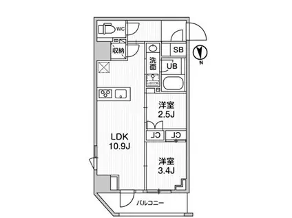 ニド新御徒町(2LDK/2階)の間取り写真