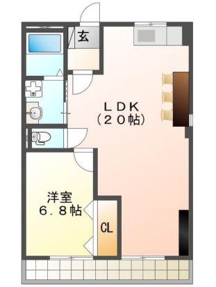 グリーンハイムハダノ(1LDK/1階)の間取り写真