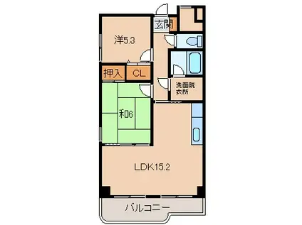 プリムローズ(2LDK/3階)の間取り写真