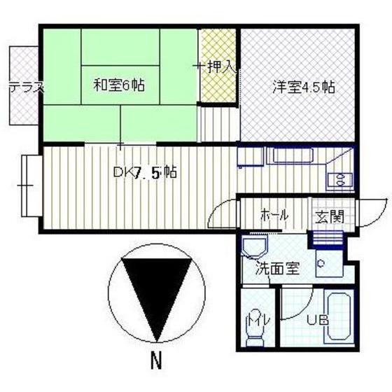 パークハイム玉川(2DK/2階)の間取り写真