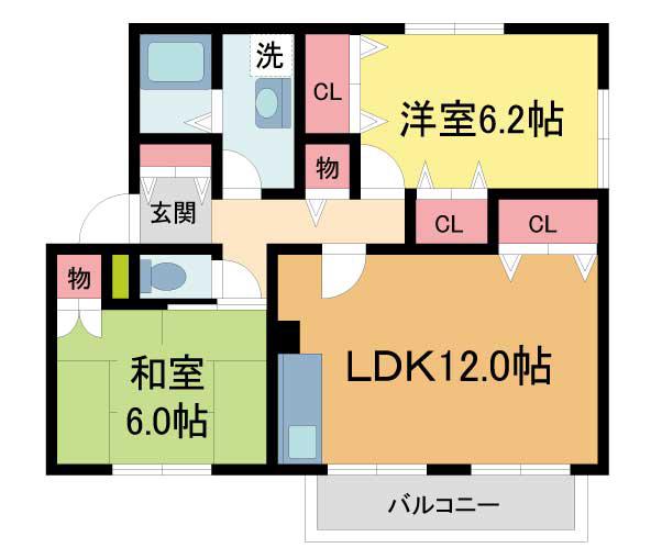 モンマルトル(2LDK/1階)の間取り写真