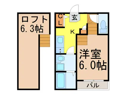 アイディールホーム”LILY”(1SK/2階)の間取り写真