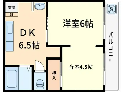 アスターハイツ(1DK/2階)の間取り写真