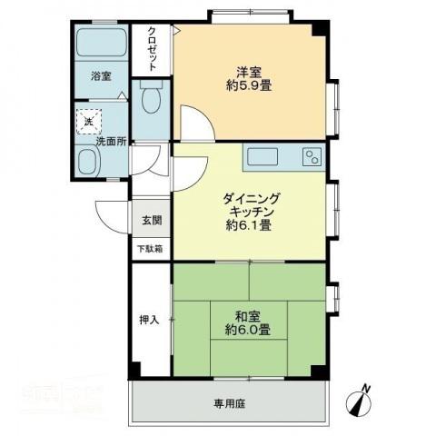 フォブールサンシャインA(2DK/1階)の間取り写真