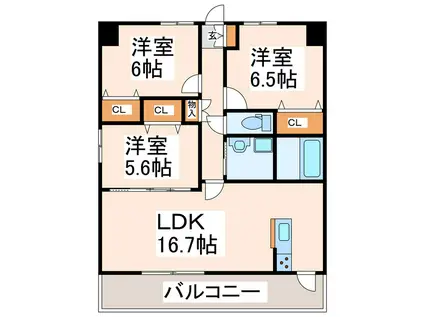 SQUARE菊陽(3LDK/10階)の間取り写真